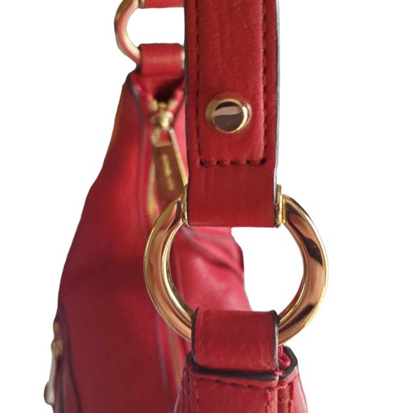 Michael Kors Red Pebbled Leather Hobo Shoulder Bag - Picture 5 of 9